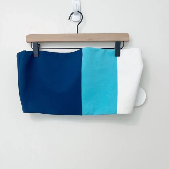 STAUD Dakota Tube Top NWT Colorblock Strapless Crop Twilight & Amalfi White XL - Picture 2 of 5